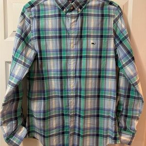 Vineyard Vines Blue and Green Checkered Shirt